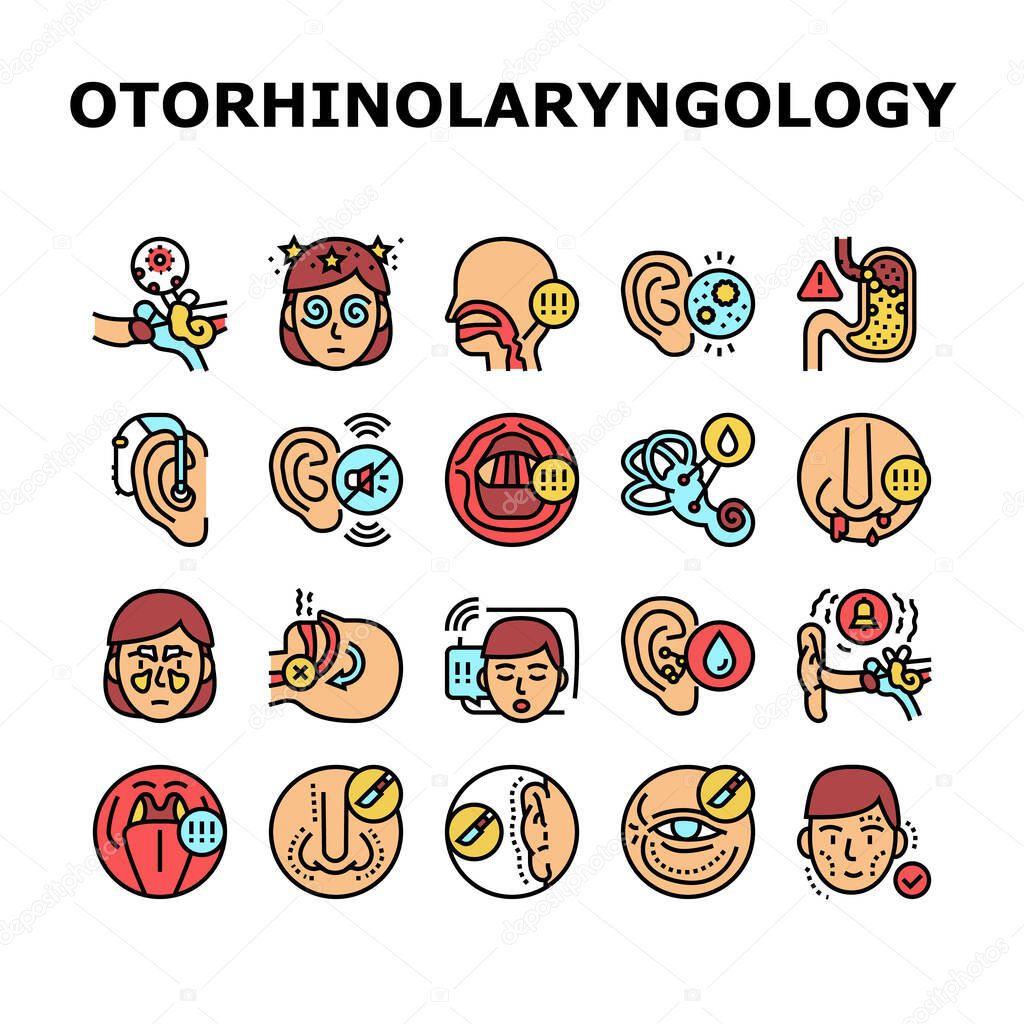 Otorhinolaryngology Treatment Icons Set Vector