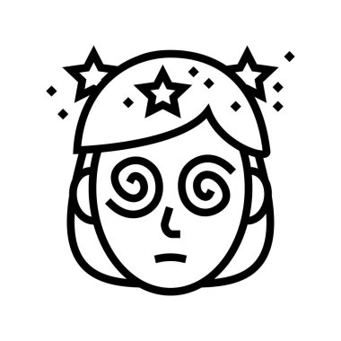 baş dönmesi hasta satırı ikon vektör illüstrasyonu