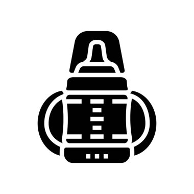 Bebek glyph ikon vektör illüstrasyonunu beslemek için küçük bardaklar