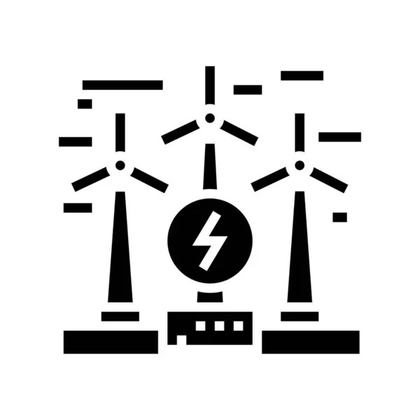 Costruzione di elettricità eolica glifo icona vettoriale illustrazione — Vettoriale Stock