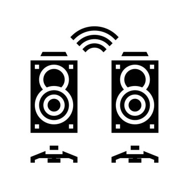 Sahnedeki dinamik müzik sembolü vektör illüstrasyonunu çalıyor