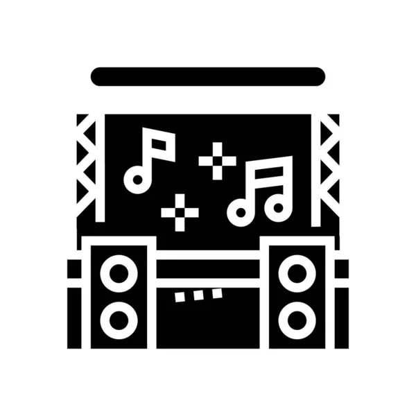 Színpadon zenei koncert glyph ikon vektor illusztráció — Stock Vector