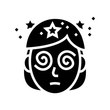 baş dönmesi hastası glyph ikon vektör illüstrasyonu