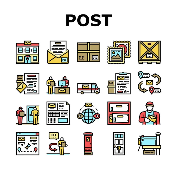 Vector de conjunto de iconos de servicio de entrega de correos — Archivo Imágenes Vectoriales