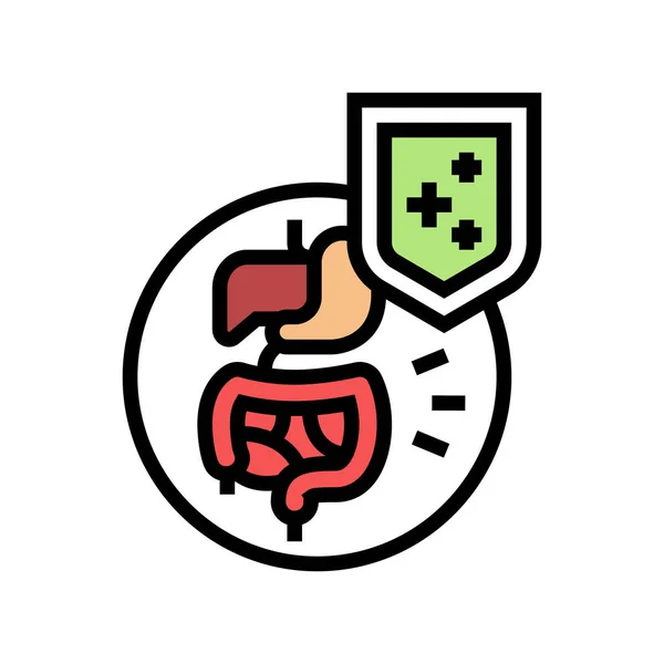 Sistema digestivo inmunidad defensa color icono vector ilustración — Vector de stock