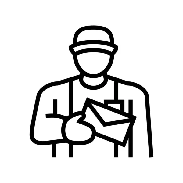 Postman trabalhador linha ícone vetor ilustração — Vetor de Stock