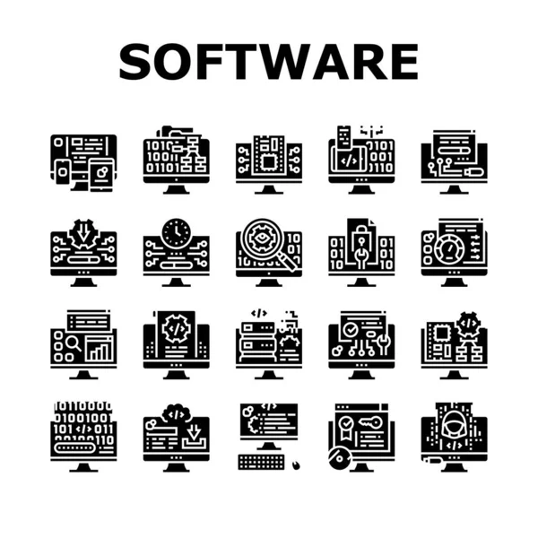 Разработка программного обеспечения Значки набора векторов — стоковый вектор