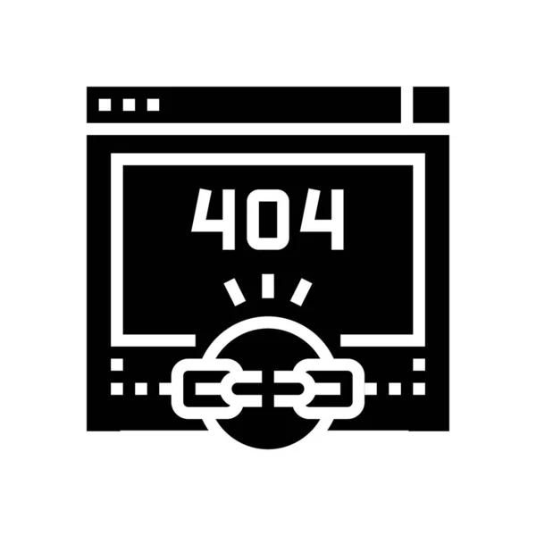 Link quebrado 404 erro glifo ícone vetor ilustração —  Vetores de Stock