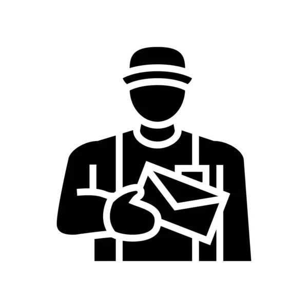 Postbote Arbeiter Glyphensymbol Vektor Illustration — Stockvektor