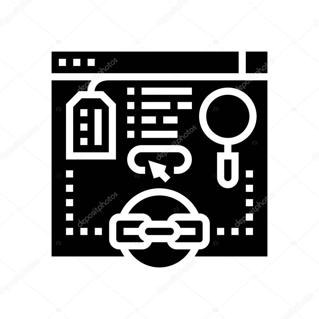 links from relevant site glyph icon vector illustration