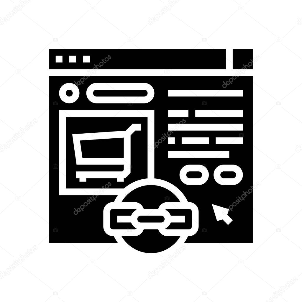 e-commerce link building glyph icon vector illustration