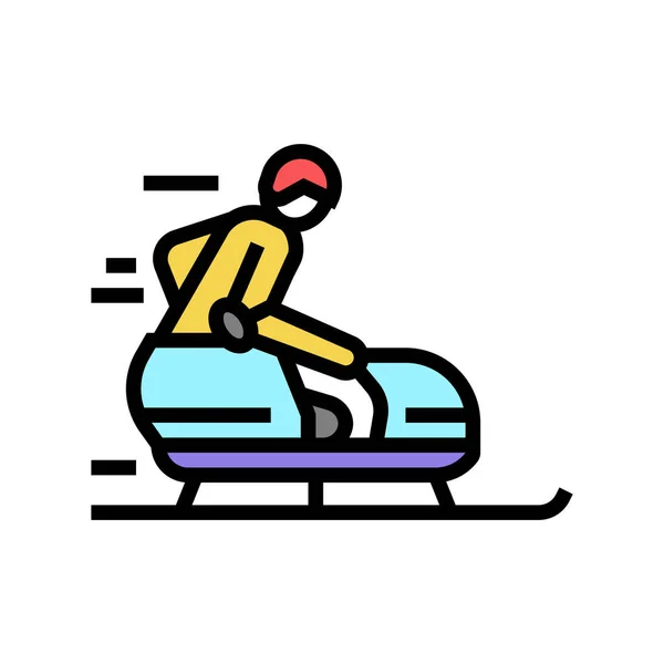Bob Behinderte Sportler Farbe Symbol Vektor Illustration — Stockvektor