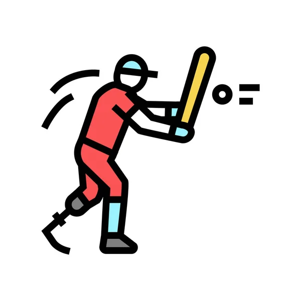 Honkbal gehandicapte atleet kleur pictogram vector illustratie — Stockvector