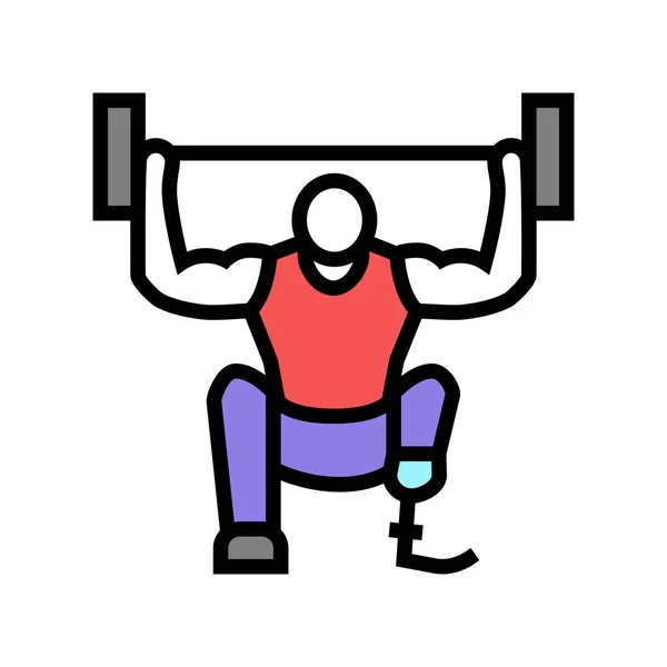 Powerlifting atleta discapacitado color icono vector ilustración — Vector de stock