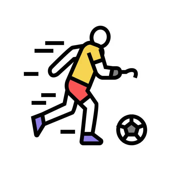 Calcio calcio giocare handicappato atleta colore icona vettore illustrazione — Vettoriale Stock