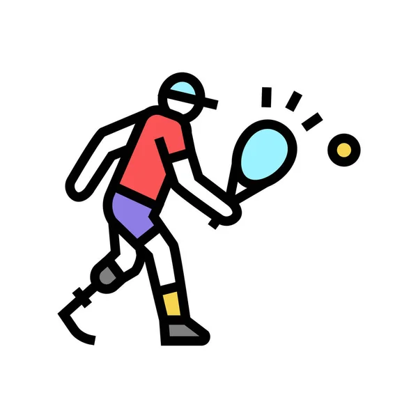 Tennis spielen behinderte Sportler Farbe Symbol Vektor Illustration — Stockvektor