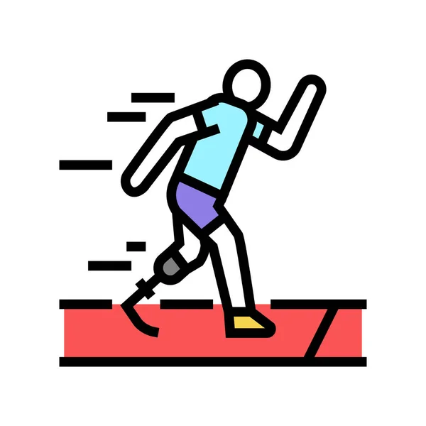 Running runner handicapped athlete color icon vector illustration — Stock vektor