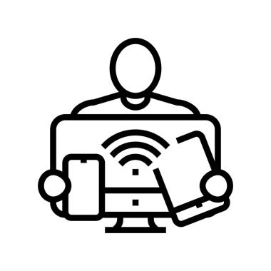 dijital yerel teknoloji çizgisi ikon vektör çizimi