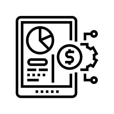 Tablet ekran çizgisi vektör illüstrasyonuna ilişkin mali rapor