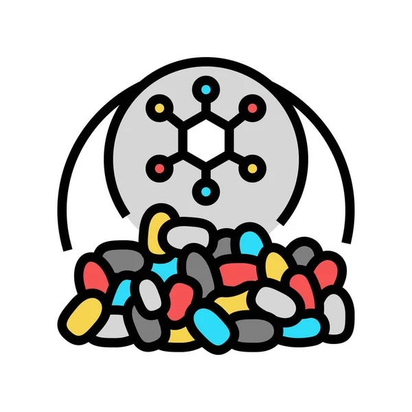 폴리머 화학 산업 컬러 아이콘 벡터 일러스트 — 스톡 벡터