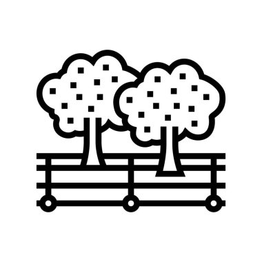 Alan çizgisi vektör illüstrasyonunda böğürtlen hasat ediliyor