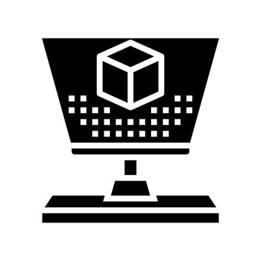 3d hologram simge vektör çizimi