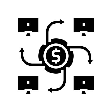 p2p finans sistemi glyph vektör çizimi