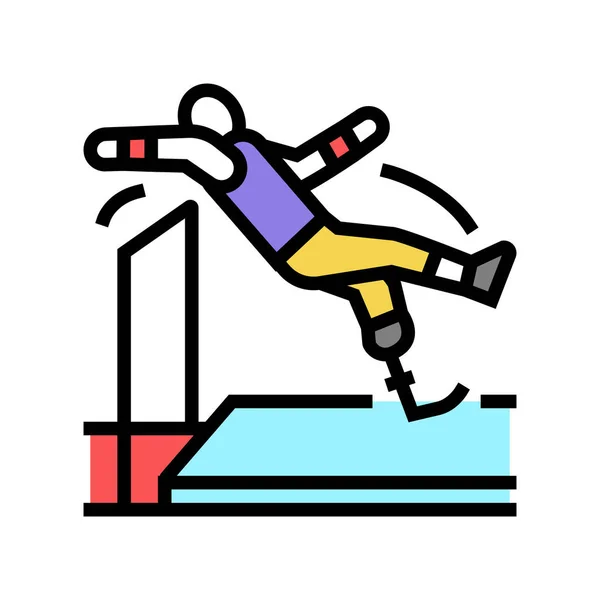 High jump handicapped athlete color icon vector illustration — Stockvektor