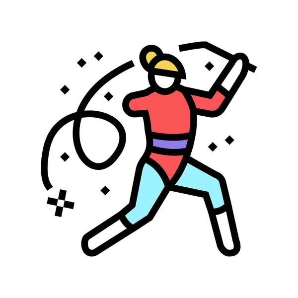 Rhythmic gymnastics handicapped athlete color icon vector illustration — Stockvektor