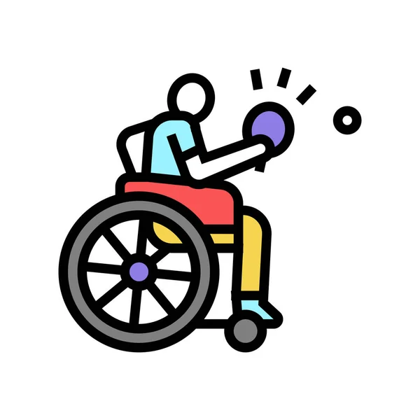 Ping pong handicapped athlete color icon vector illustration — стоковый вектор