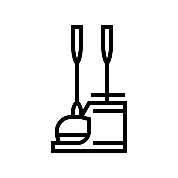 Scoop et balai pour nettoyer l'illustration vectorielle d'icône de ligne de poussière — Image vectorielle