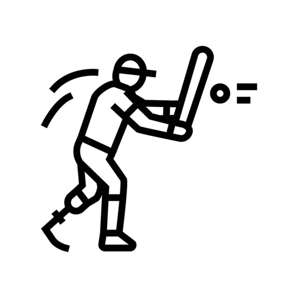 Béisbol minusválidos atleta línea icono vector ilustración — Vector de stock