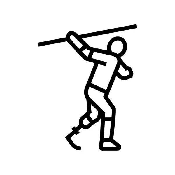 Javelin-throwing handicapped athlete line icon vector illustration — Stockvektor