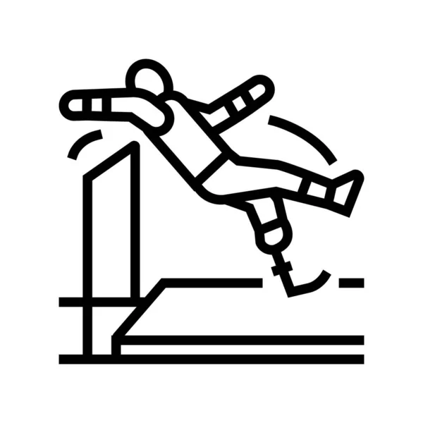Hög hoppa handikappade idrottare linje ikon vektor illustration — Stock vektor