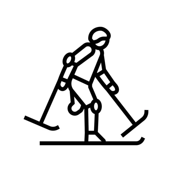 Ski handicap athlète ligne icône vectoriel illustration — Image vectorielle