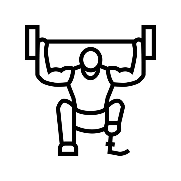 Powerlifting atleta discapacitado línea icono vector ilustración — Vector de stock