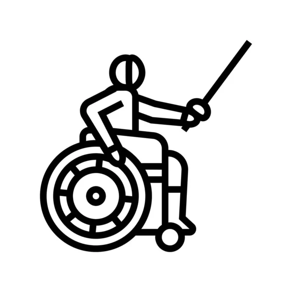 Scherma handicap atleta linea icona vettoriale illustrazione — Vettoriale Stock