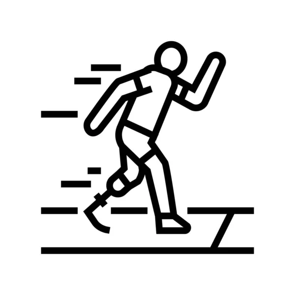 Running runner handicapped athlete line icon vector illustration — Vetor de Stock