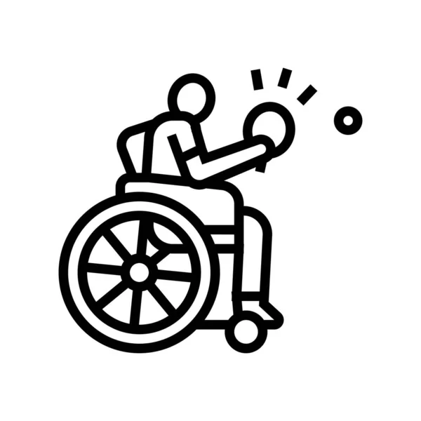 Ping pong atleta discapacitado línea icono vector ilustración — Vector de stock