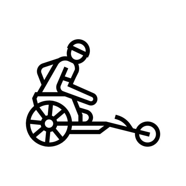 Ciclismo corrida atleta deficiente linha ícone vetor ilustração —  Vetores de Stock