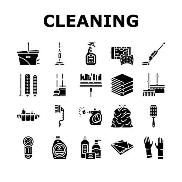 Cleaning And Washing Accessories Icons Set Vector — Stock Vector