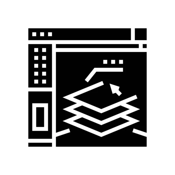 Illustration vectorielle d'icône de glyphe de logiciel de tranchage 3d — Image vectorielle