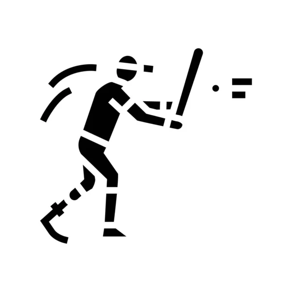Baseball handicapped athlete glyph icon vector illustration — Vettoriale Stock