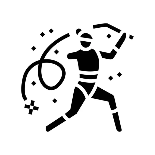 Rhythmic gymnastics handicapped athlete glyph icon vector illustration — Vettoriale Stock