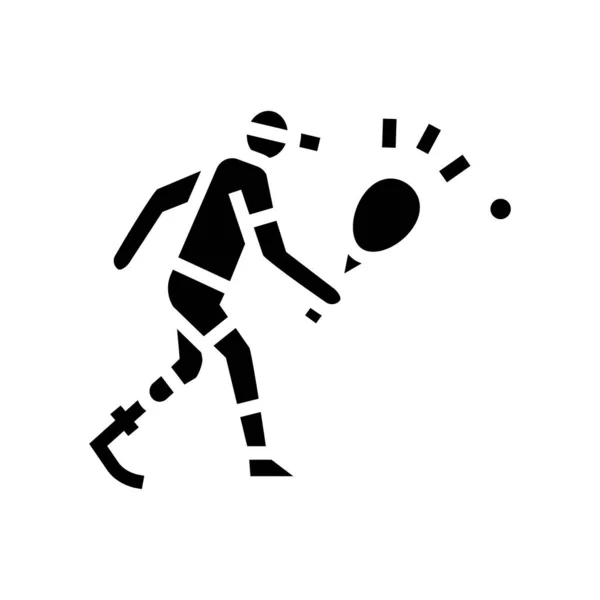 Juego de tenis minusválidos atleta glifo icono vector ilustración — Vector de stock