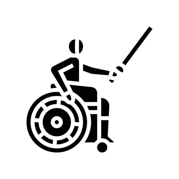 Esgrima atleta discapacitado icono glifo vector ilustración — Archivo Imágenes Vectoriales