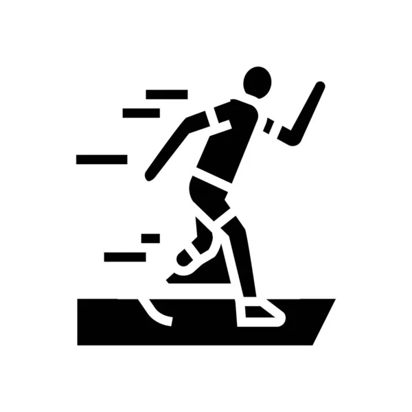 Running runner handicapped athlete glyph icon vector illustration — Vetor de Stock