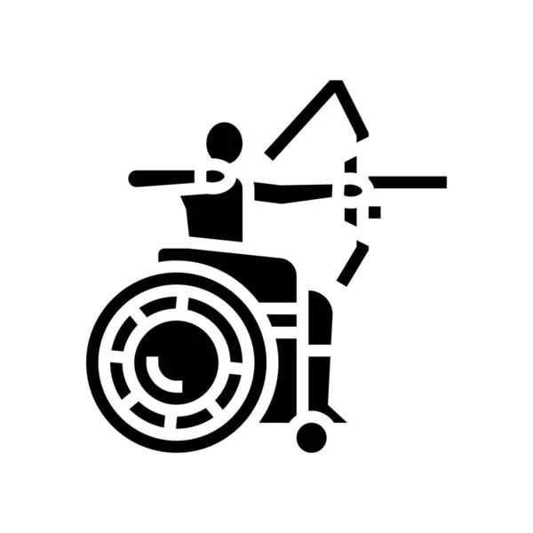 Bogenschießen Behindertensportler Glyphensymbol Vektor Illustration — Stockvektor