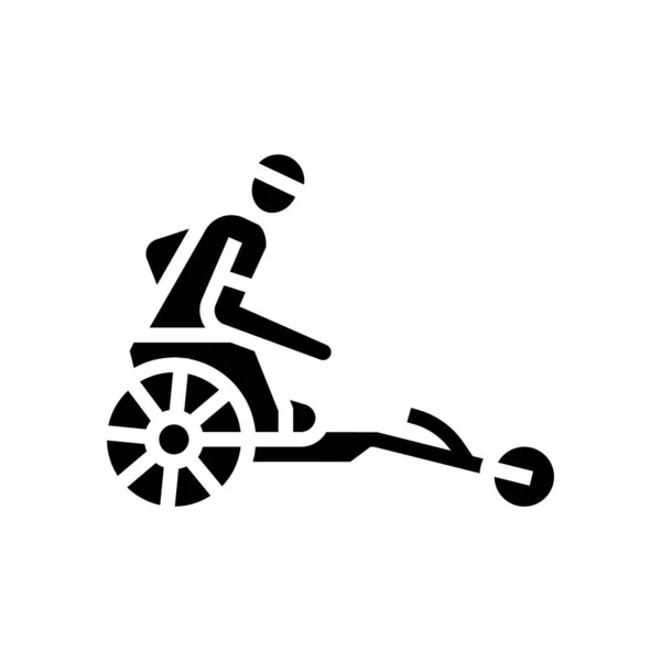 Ποδήλατο ιππασία φυλή ανάπηρος αθλητής glyph εικονίδιο διάνυσμα εικονογράφηση — Διανυσματικό Αρχείο