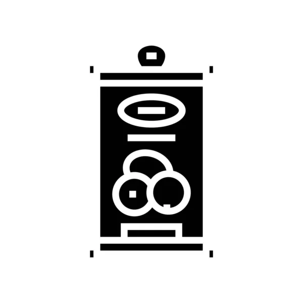 Conservas de azeitona em recipiente ícone de glifo ilustração vetorial — Vetor de Stock